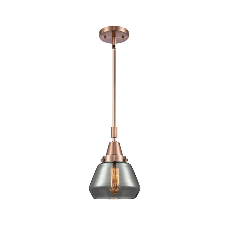 Luminaire suspendu conique à 1 lumière Cahn, Ampoule non incluse, Plaqué couleur fumée, Cuivre antique