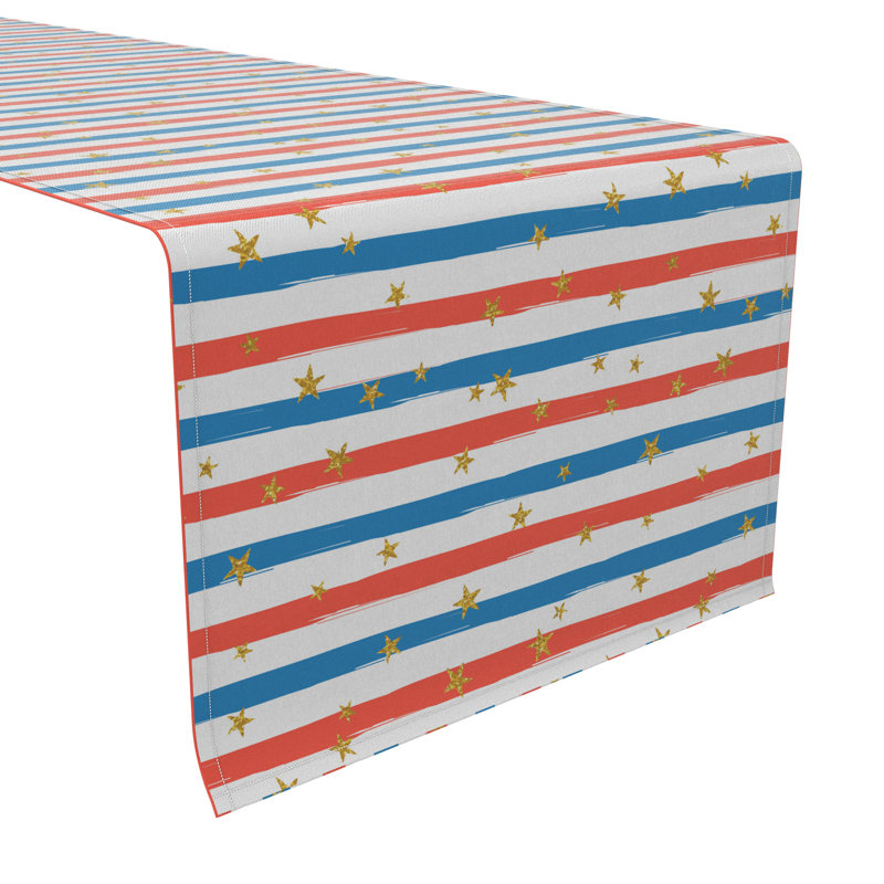 Gardenia Rectangular Striped Independence Day Cotton Twill Table Runner