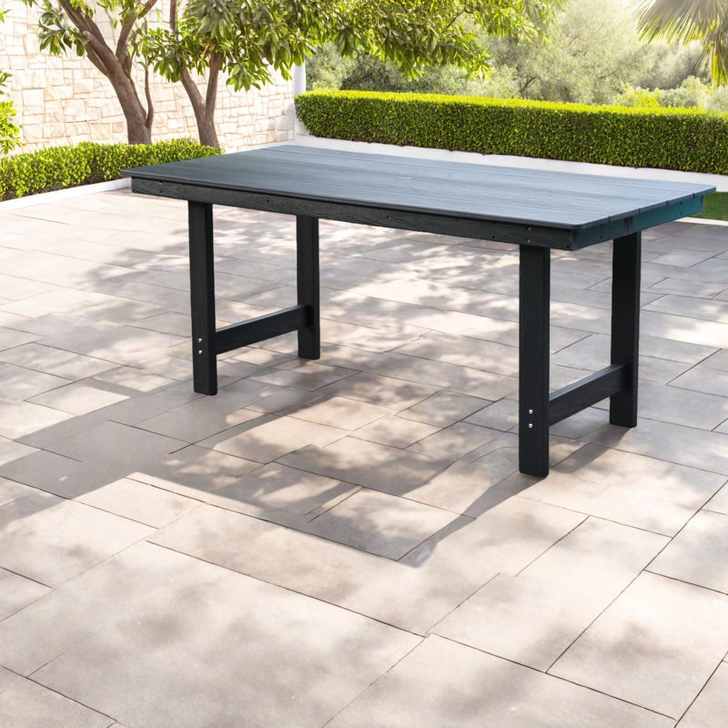 Ensembles de salle à manger de patio durables en PEHD, table d'extérieur polyvalente avec trou de parasol pour cour arrière, style moderne
