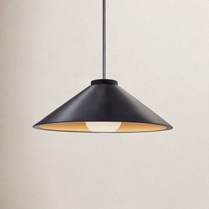 Leni Dimmable LED Single Light Pendant, Gloss Black/Matte White, Polished Chrome