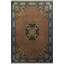 Tapis décoratif rétro à motif traditionnel brun et bleu-456415909