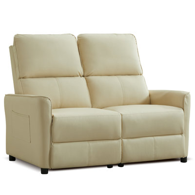 Canapé inclinable 52 po pour causeuse pour véhicule récréatif, fauteuil inclinable 2 places en similicuir pour campeur, fauteuil de cinéma maison, fauteuil inclinable pour 2 personnes, beige