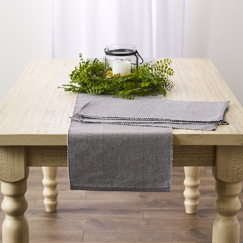 100% Cotton Table Runner, 72" x 13", Gray