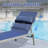 Patio Chaise Lounge Set Of 3, Aluminum Pool Lounge Chairs With Side Table, Outdoor Adjustable Recliner All Weather For Poolside, Beach, Yard, Balcony (Navy Blue)-415004381