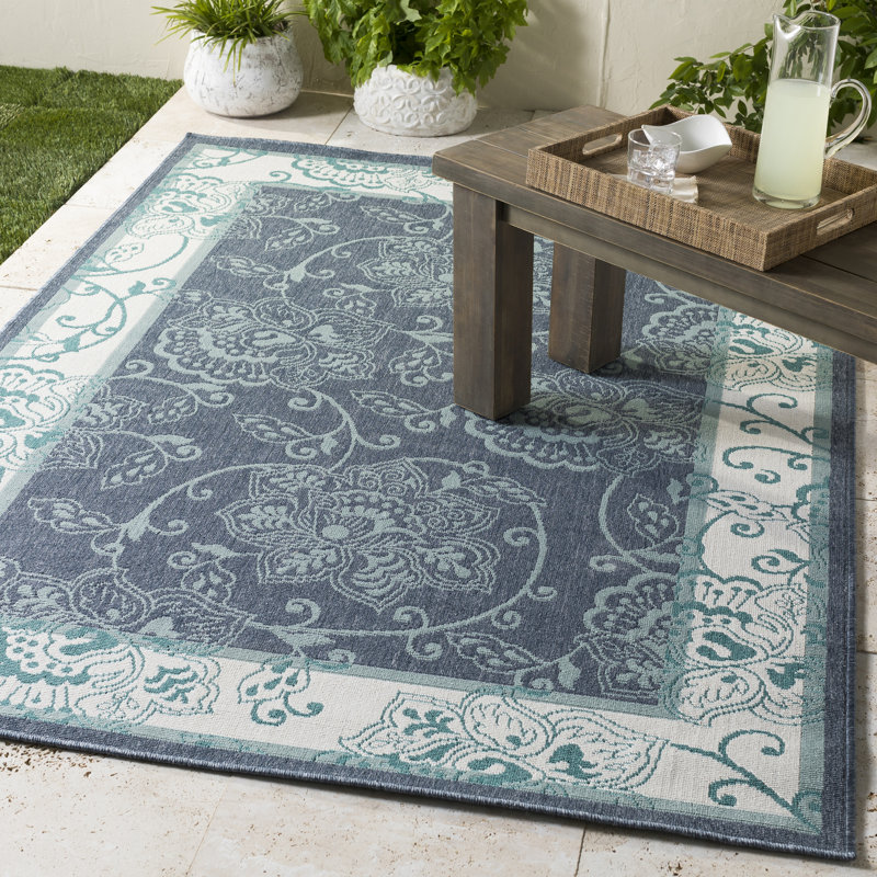 Tapis floral intérieur / extérieur Amato, Rond 5 pi 3 po