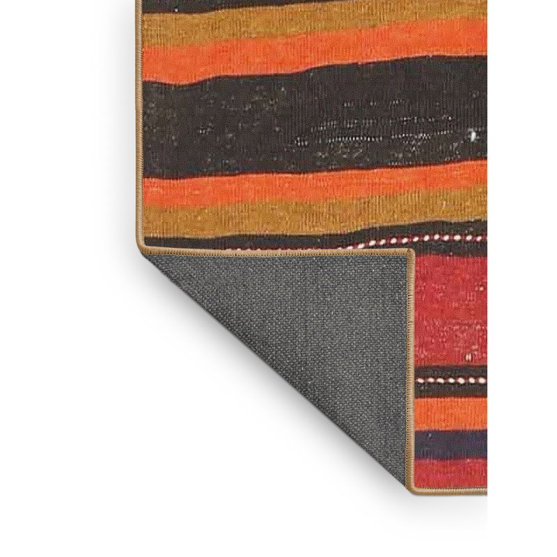 Tapis orange/rouge/noir contemporain, Rectangle 5 pi x 7 pi