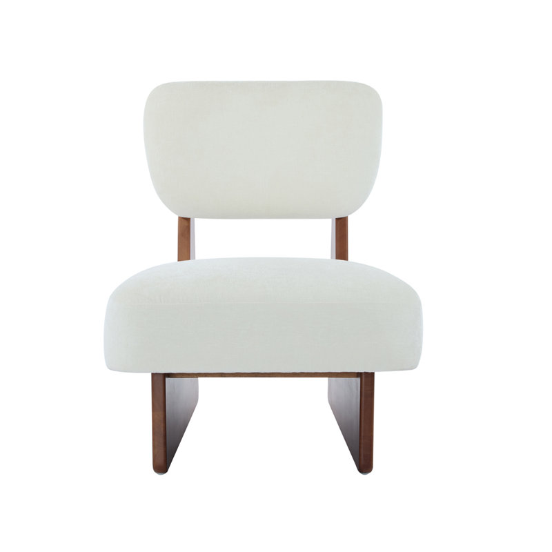 [Lot de 2] Fauteuil lounge moderne, Beige Polyester, Walnut