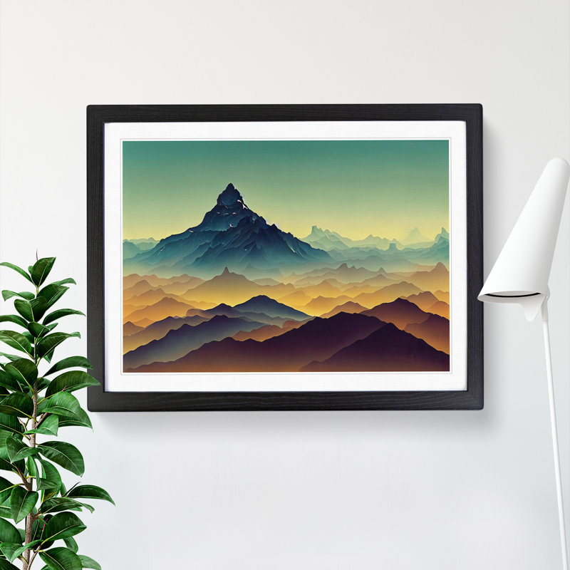Captivating Mountain Landscape - Single Picture Frame Print, Black, 25cm H x 34cm W x 2cm D