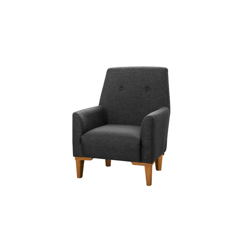 Fauteuil à oreilles, Mélange de polyester gris foncé Nampreet, Naturel