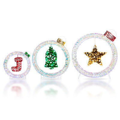 3PCS Round Iridescent Gift Box Christmas Decoration