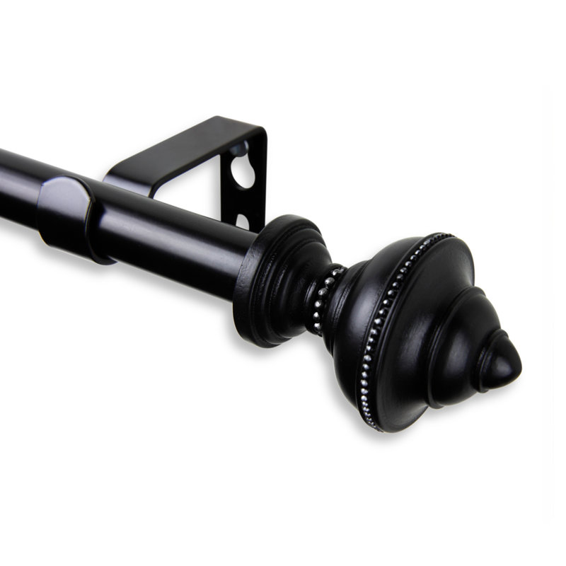 Tringle à rideaux simple réglable 0,63 po Bane, Noir, 18 po à 28 po L