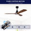 Hot Ventilateur de plafond noir moderne de 52 pouces avec lumière et 3 pales en bois massif avec moteur à courant continu réversible-1382873780-1382873783