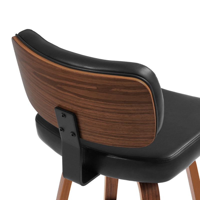 Tabouret de bar et de comptoir pivotant en cuir Derek (ensemble de 6), Similicuir noir / cadre noir brun