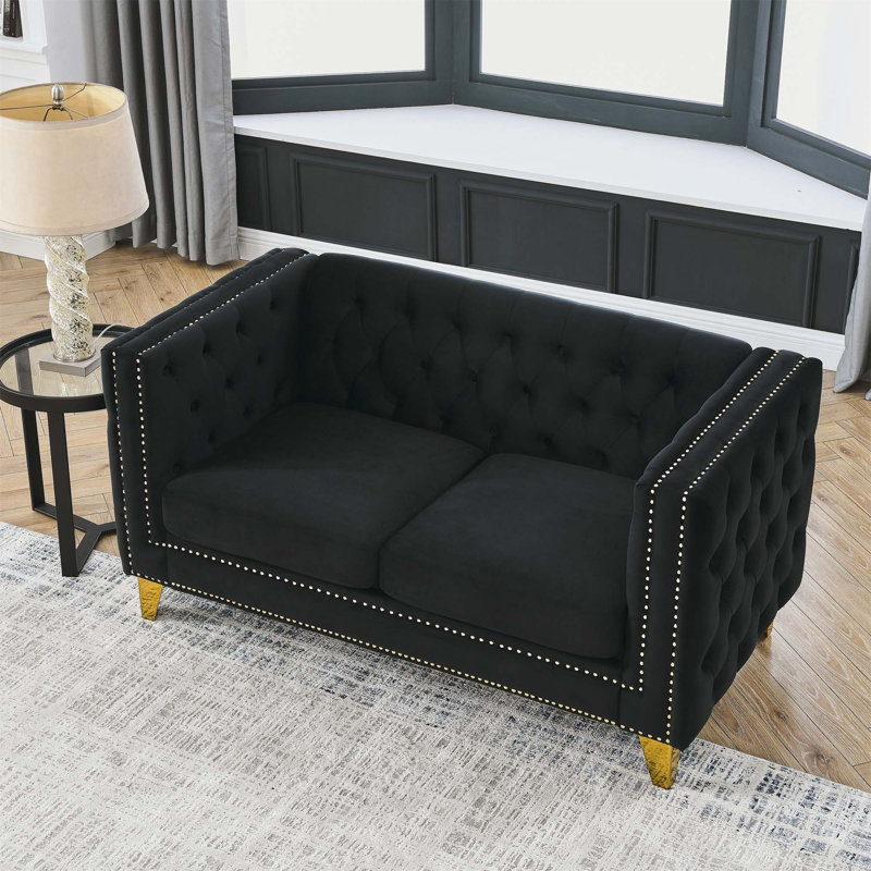 Adas 80.5'' Velvet Sofa, Black
