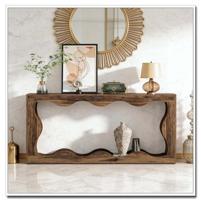 Modern Style Entryway Table, Rustic Brown