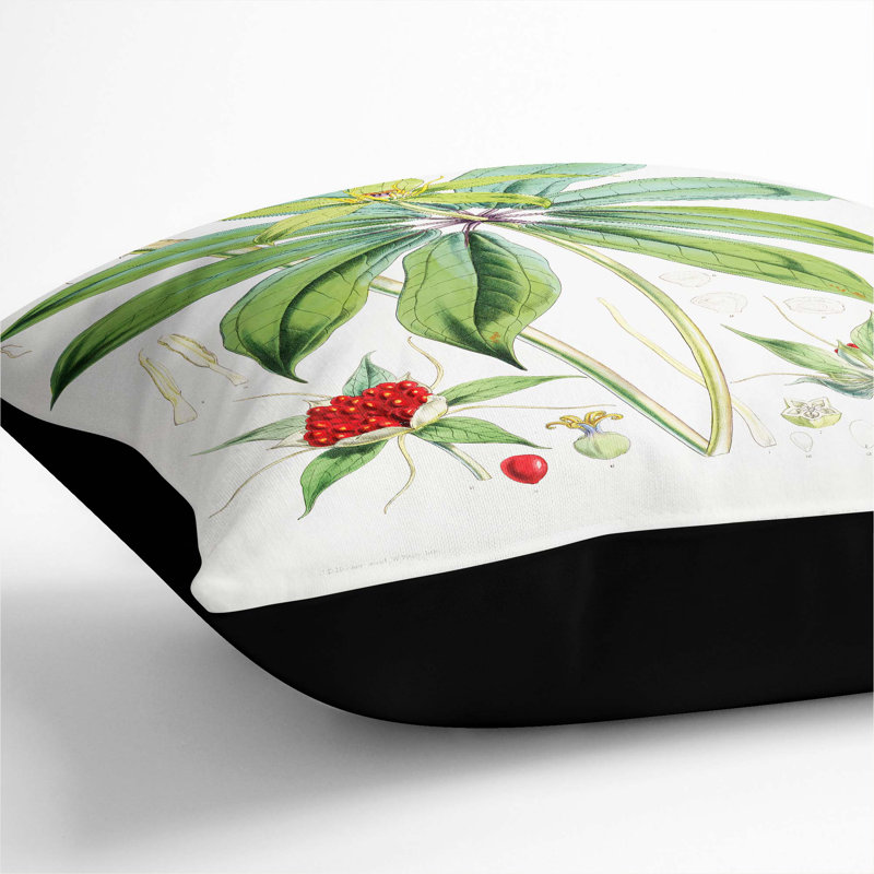 Floral Square Throw Cushion, 55cm H x 55cm W x 20cm D, Black