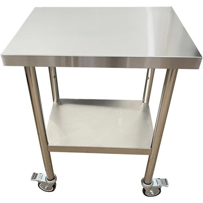 Table en acier inoxydable pour la préparation et le travail avec 4 roulettes avec ...