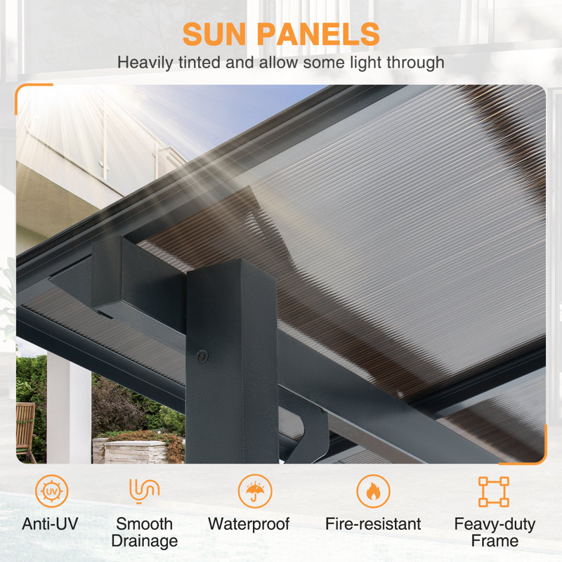 8 Ft. W X 5 Ft. D Aluminum Pergola With Canopy