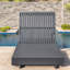 Chaise longue de patio moderne en bois gris foncé avec coussins réglables pour le jardin
