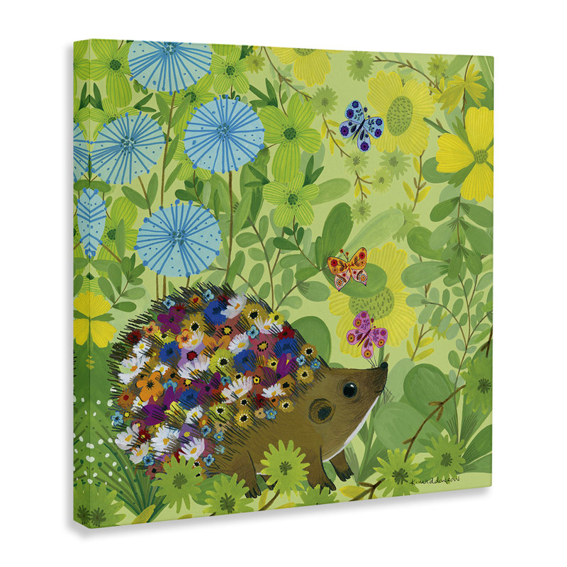 Happy Hedgehog & Flowers, conception de Kay Widdowson, H 17 po x l 17 po