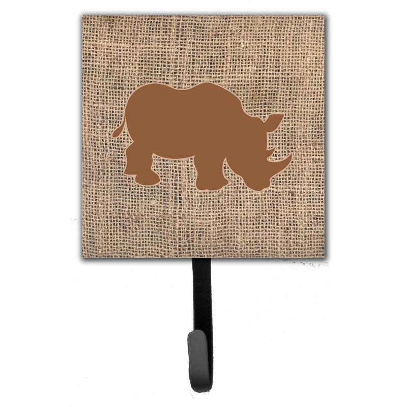 Porte-laisse rhinoceros et crochet mural, Brun