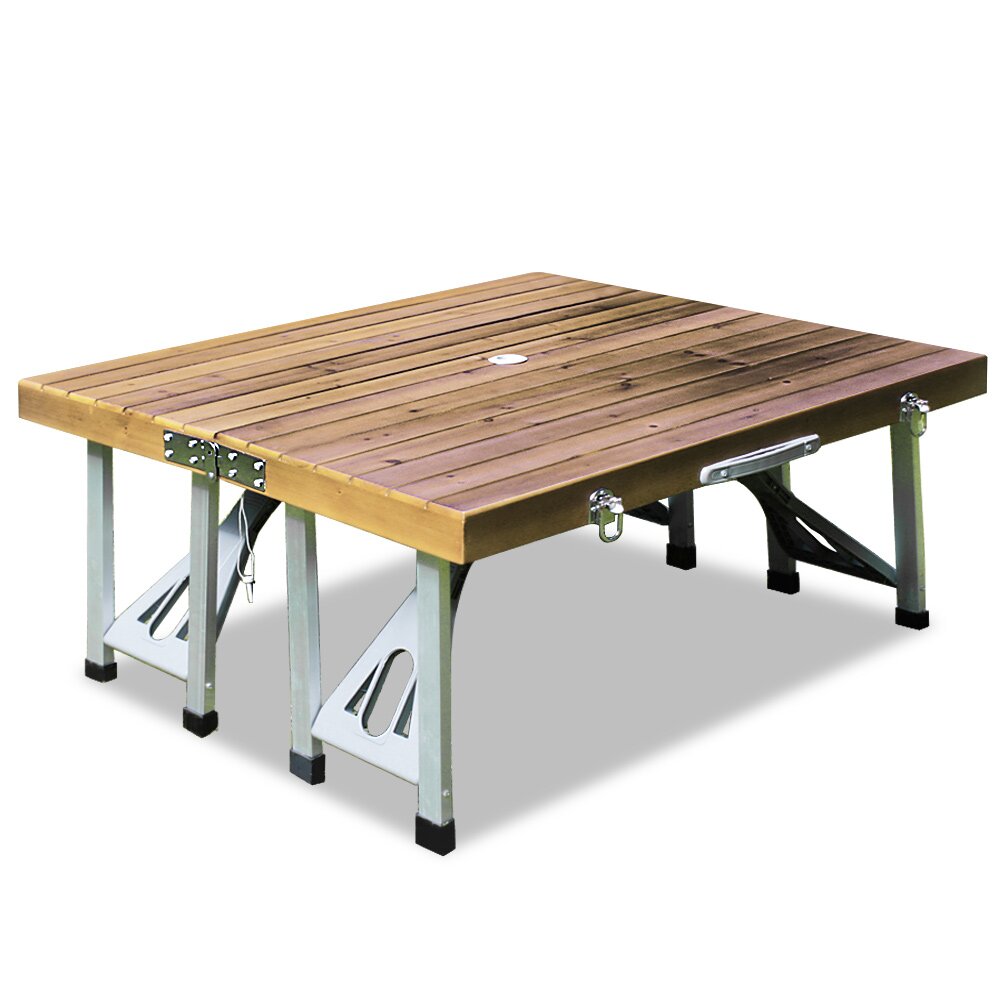 Campingtisch Lyndhur aus Aluminium und Massivholz