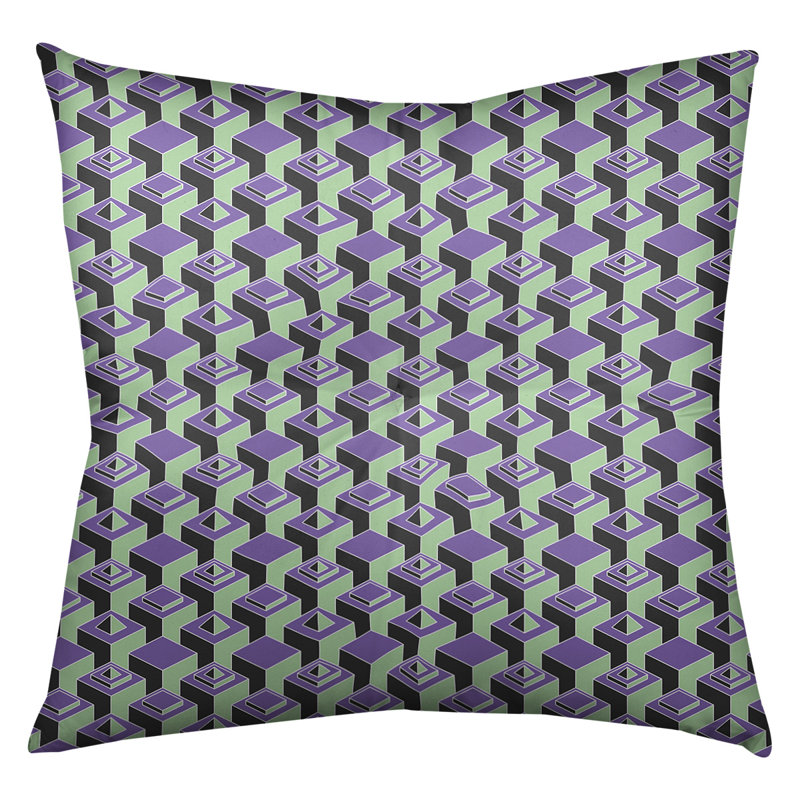 Coussin de sol classique de gratte-ciels, 30 po x 30 po, Mauve/vert