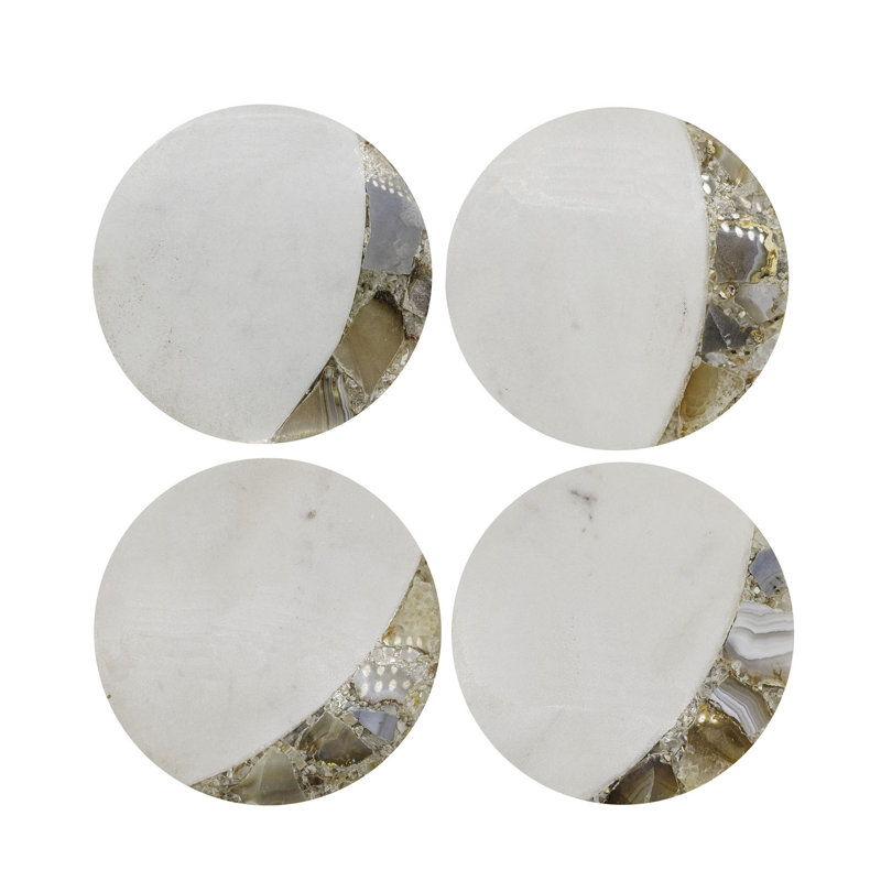 Ensemble de 4 sous-verres en agate brune et marbre Brayden Studio®