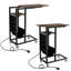 2 PCS C-shaped End Table with Charging Station Rolling Bedside Table Couch Side Table-1412677261