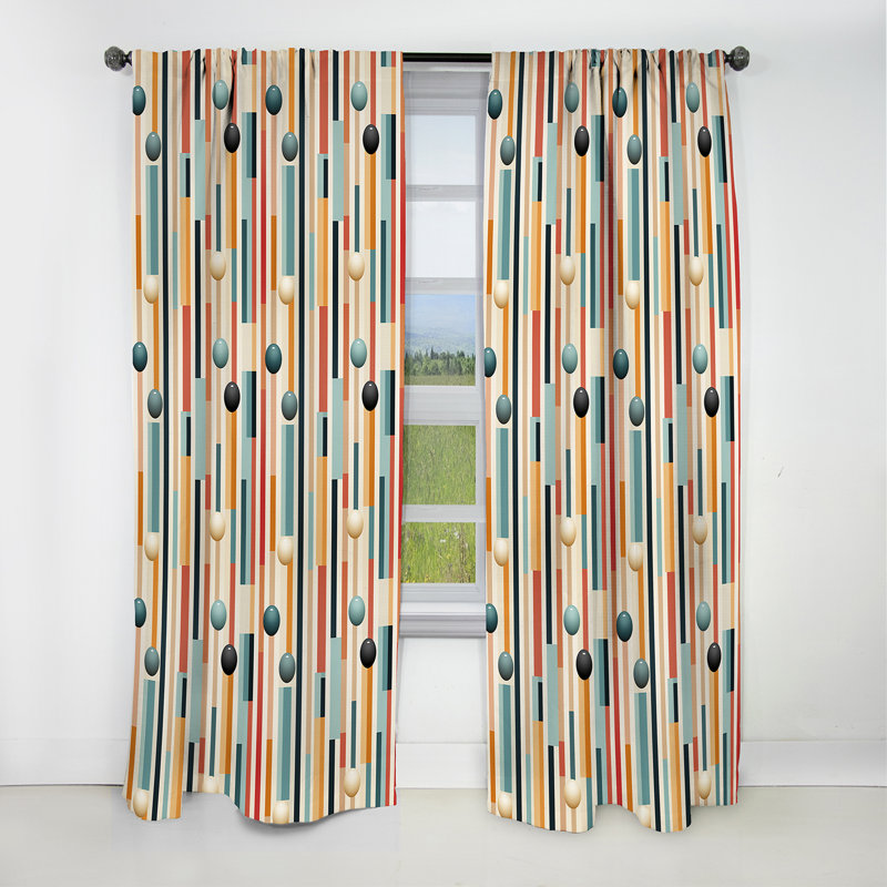 Rideau occultant rayé à motif pastel Midcentury Stripes II - 1 panneaux, L 52 po x L 90 po
