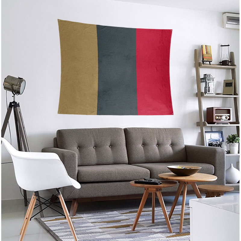 Tapisserie de polyester Las Vegas, H 88 po x l 104 po, Doré / gris acier / rouge