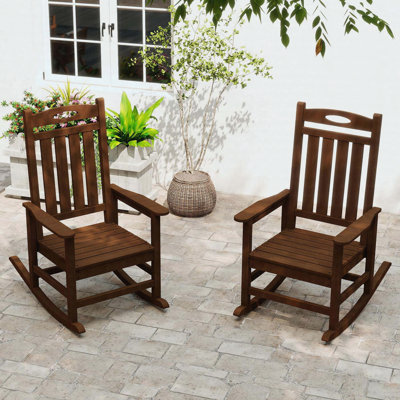 Ensemble de 2 chaises berçantes en PEHD d'extérieur, chaises berçantes surdimensionnées pour terrasse et jardin