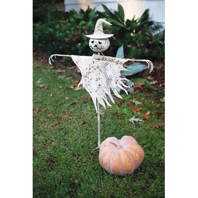  Sturdy Rustic Halloween Scarecrow Yard Stake – Distressed Metal
