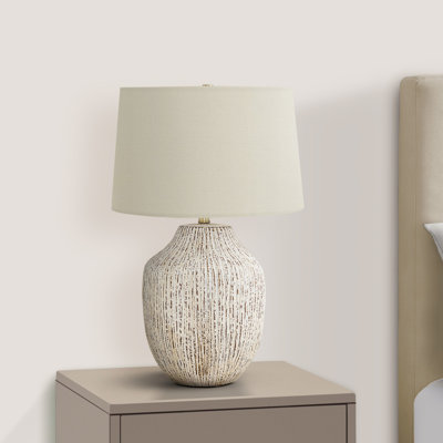 26"H, Table Lamp, Cream Ceramic, Ivory / Cream Shade, Transitional Style With A Vase-Like Shap, Table Lamp