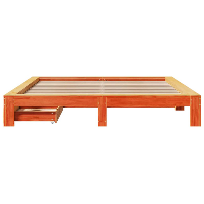 Solid Wood Storage Bed, Wax Brown, Super King (6')