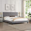 Upholstered Platform Bed Frame with Linen Fabric Headboard, No Box Spring Needed, Wood Slat Support, Easy Assembly-94699643-94699642