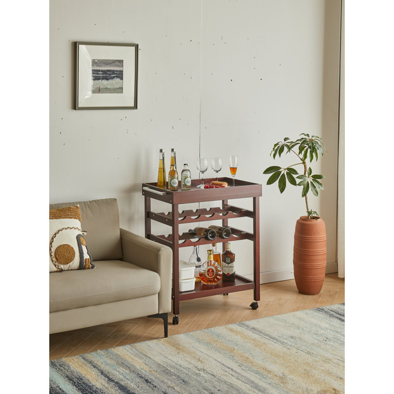 26 " W Kitchen Cart, Brown Cherry