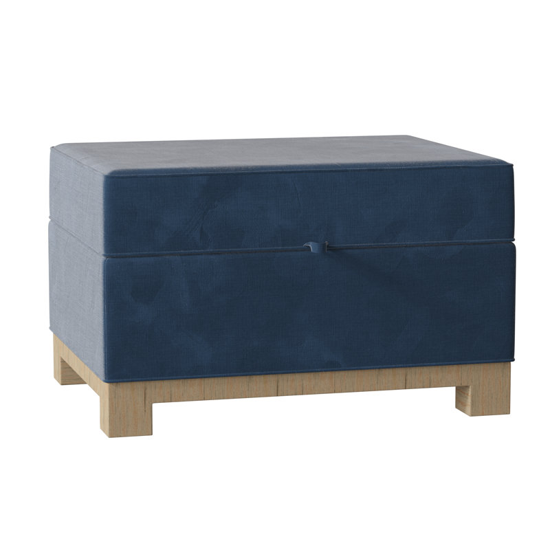 Repose-pieds rectangulaire avec rangement Brandes, Naturel, Velours lapis