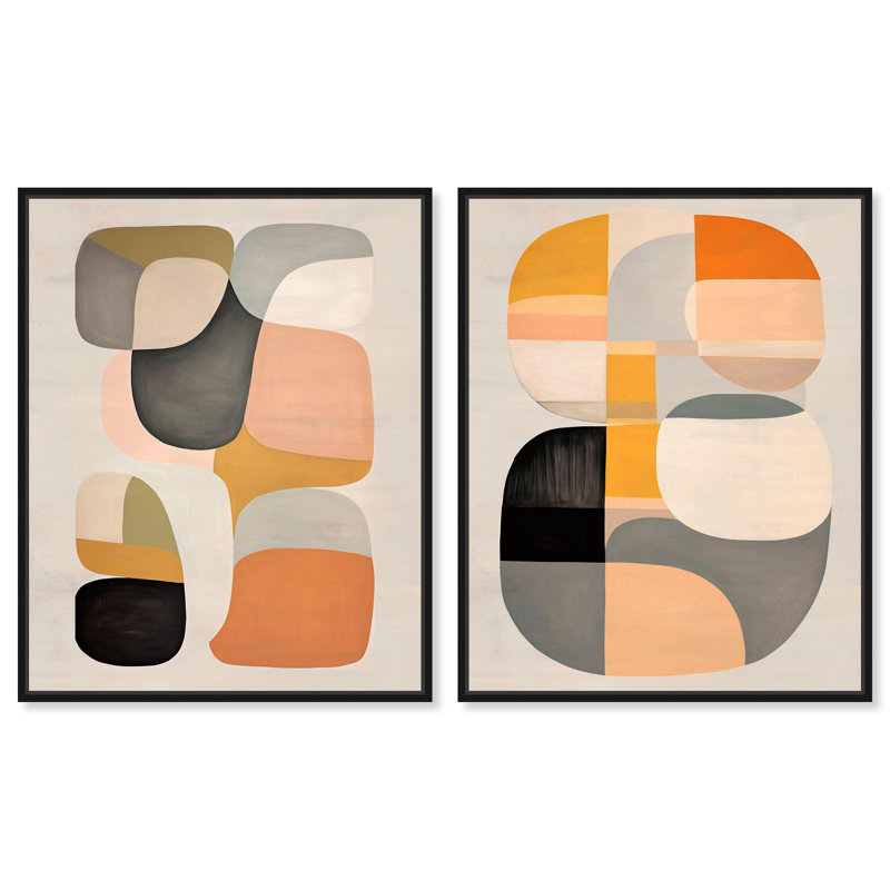 Soft Spot set Canvas Set of 2 Midcentury Abstract by , Cadre flottant noir, H 30 po x l 24 po