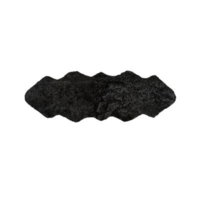  Premium Curly Sheepskin Rug Double Black