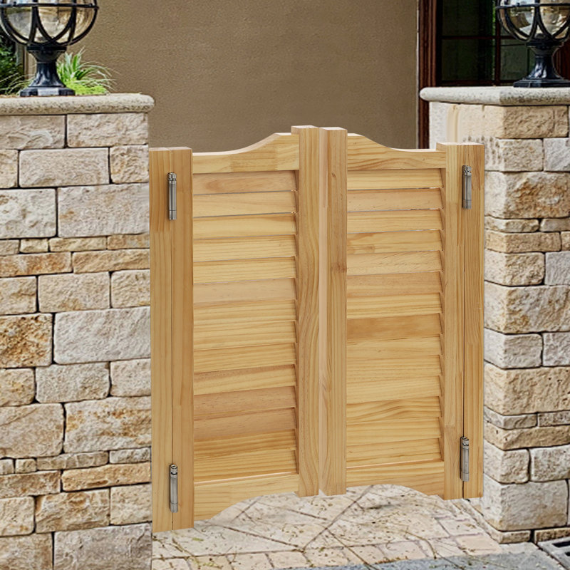 Solid Wood Paneled Café / Saloon Door, 35.43" H x 31.49" W, Brown