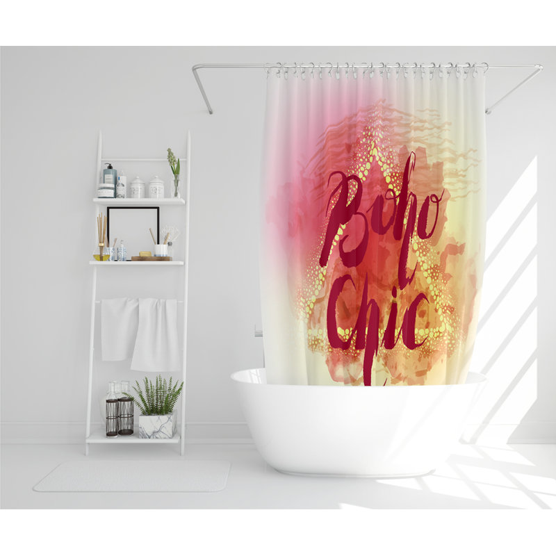 Boho Chic Lettering On Beautiful Watercolor Background Designer Shower Curtain