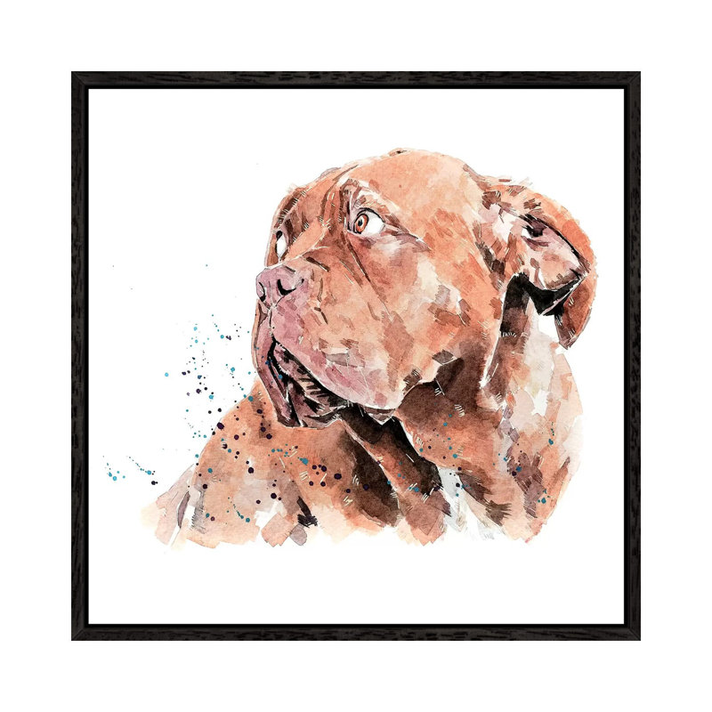 Dogue De Bordeaux I - Painting on Canvas, 66.04 cm H x 66.04 cm W, Black Framed