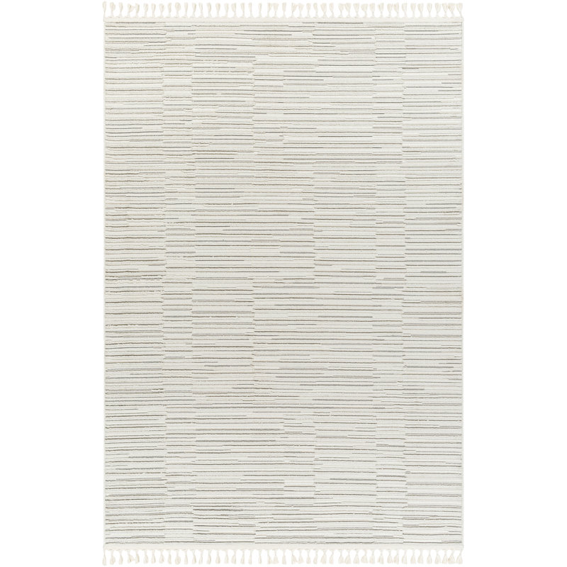 Moe Striped Cream Area Rug, Runner 2'6" x 8'