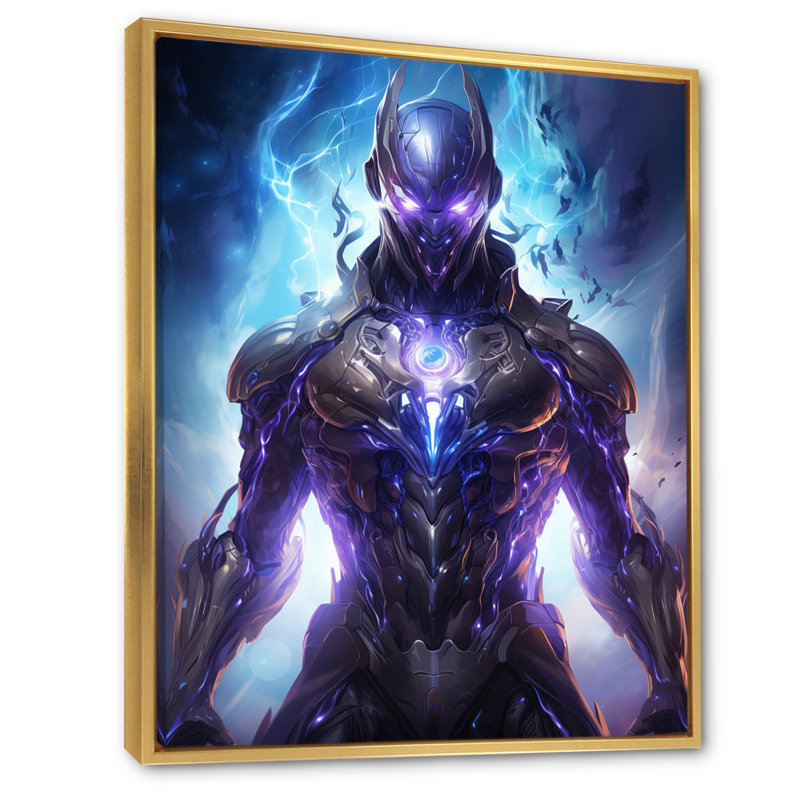 Villian Robot I, Gold Floater Framed, 20" H x 12" W x 1" D
