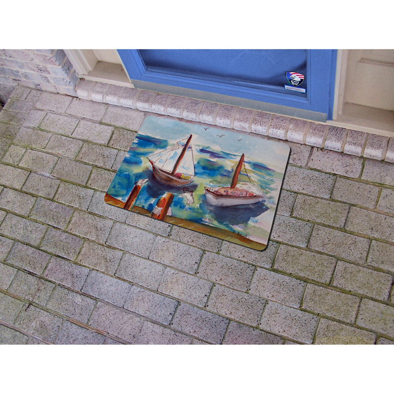 Tapis d'entrée / intérieur deux voiliers antidérapants, Rectangle 1 pi 6 po x 2 pi 2 po