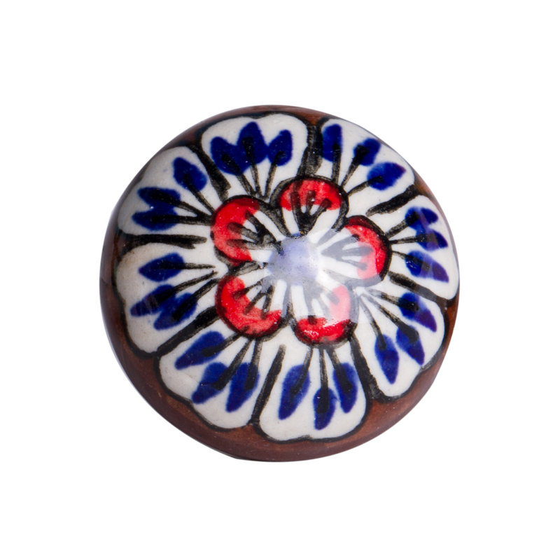 Hand Painted 1 1/2" Diameter Mushroom Knob