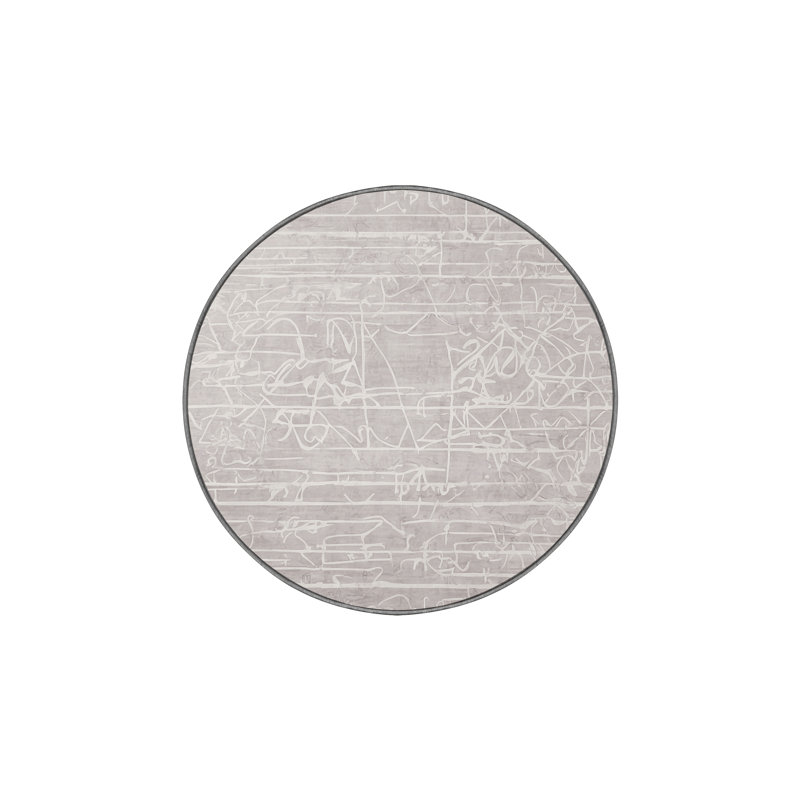 Machine Washable Gray Area Rug, Round 3'