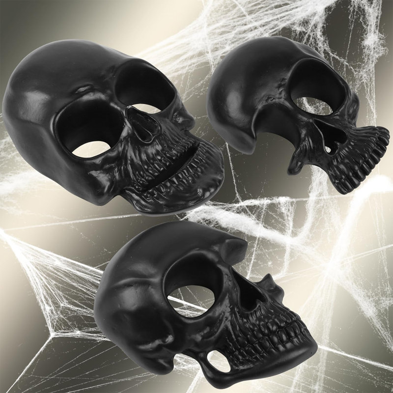 Dark Resin Skeleton Wall Mounted Gothic Sculpture Set