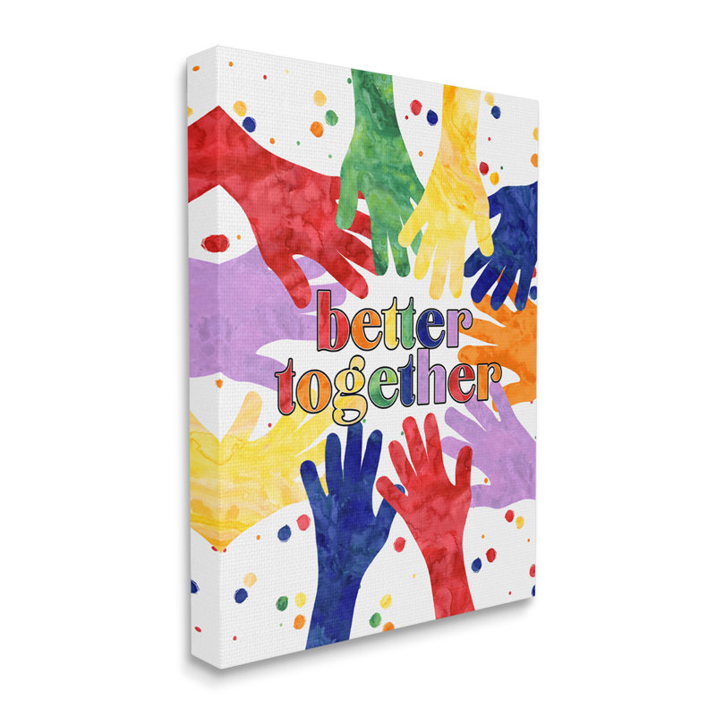 «Better Together», expression artistique pour enfants, Toile tendue, H 30 po x l 24 po x P 1,5 po